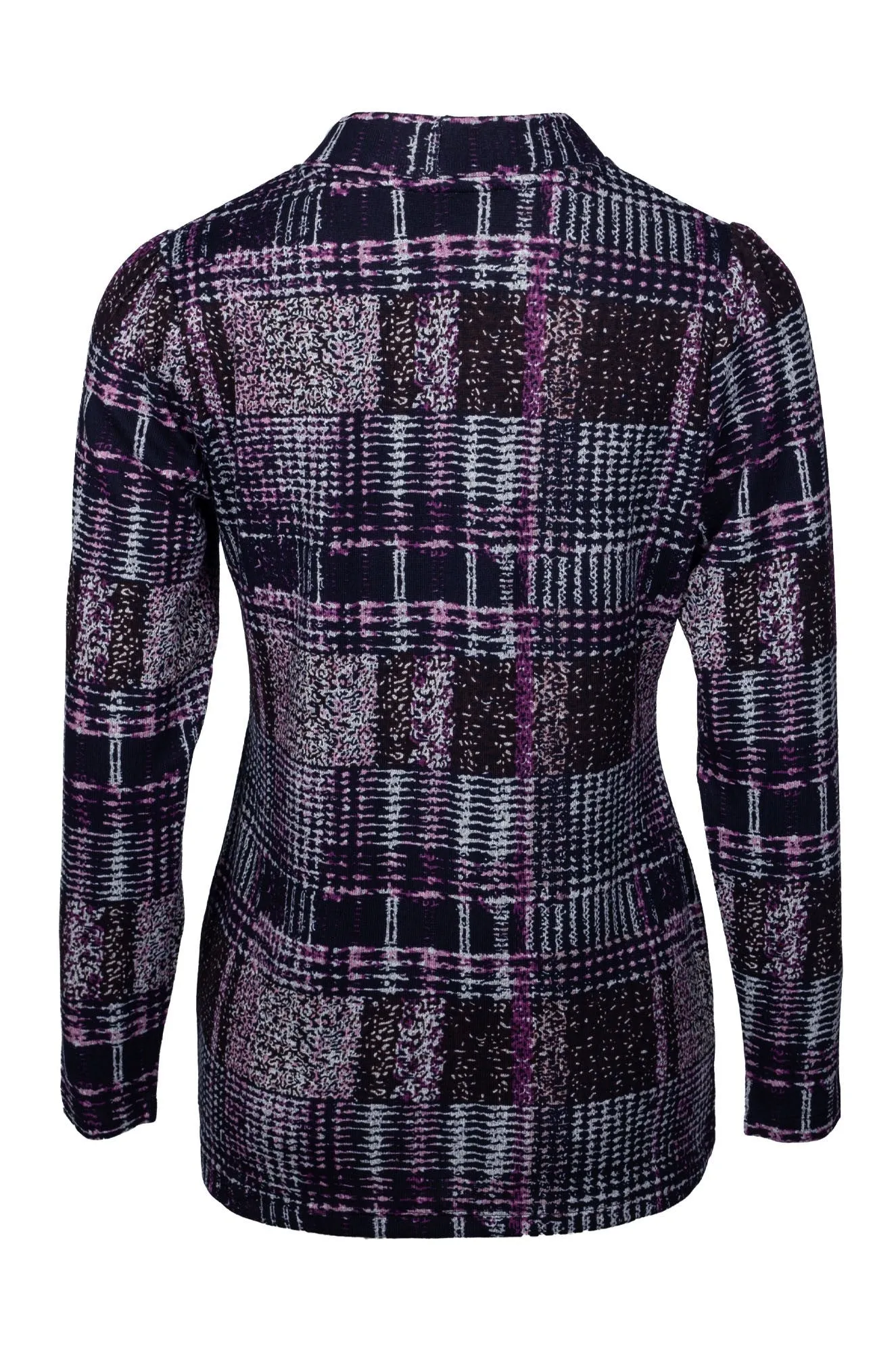 Noble Core Turtle neck Warm Touch Top | Navy Purple Check | 7902B1