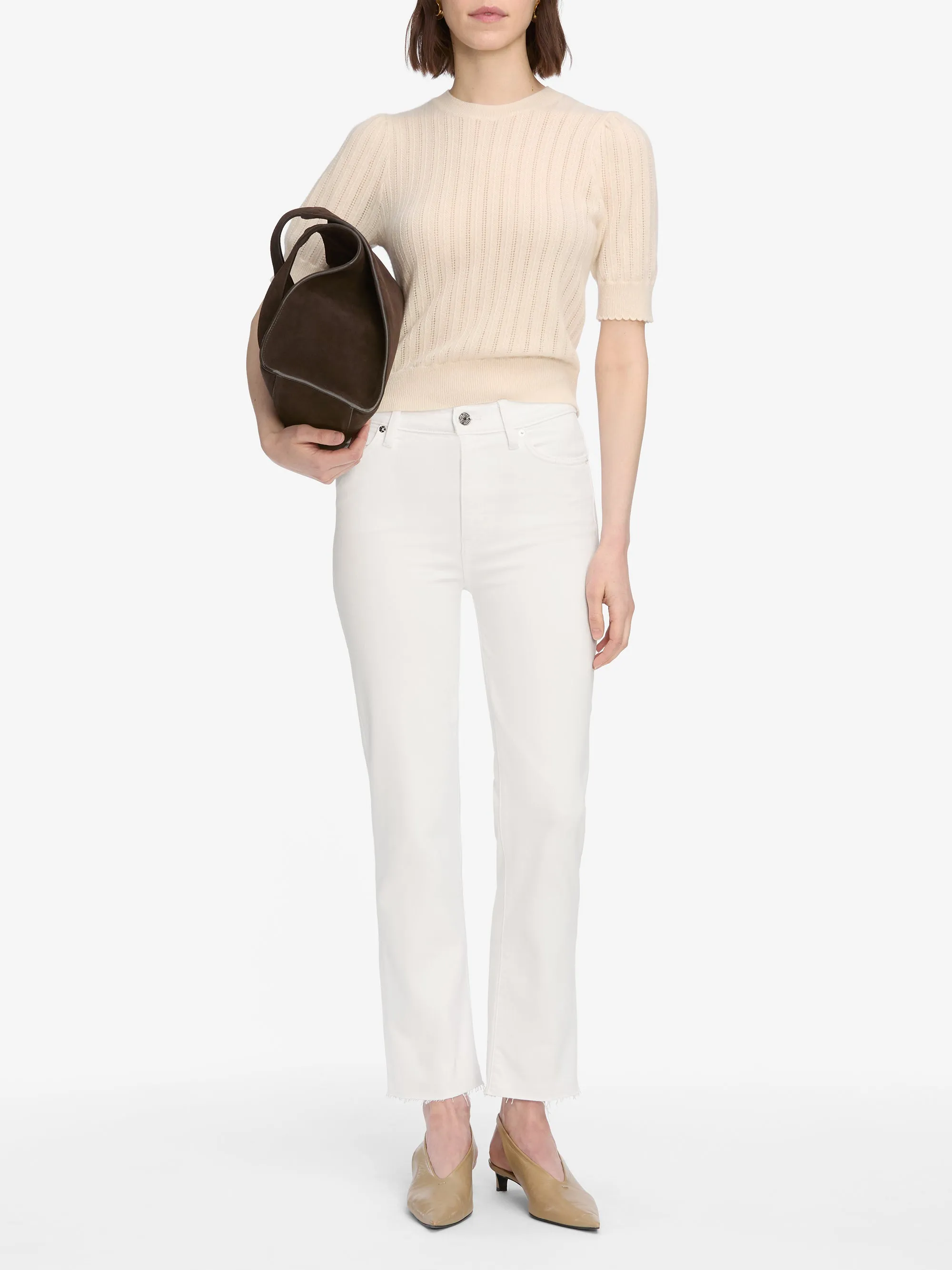 FlexibleKneePanels anti slip grip Le Sleek Straight Crop -- White Raw After