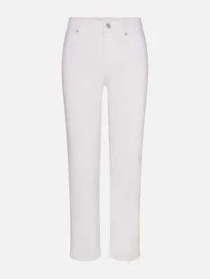 Le Sleek Straight Crop -- White Raw After Minimal Stretch Fit StaticDissipative