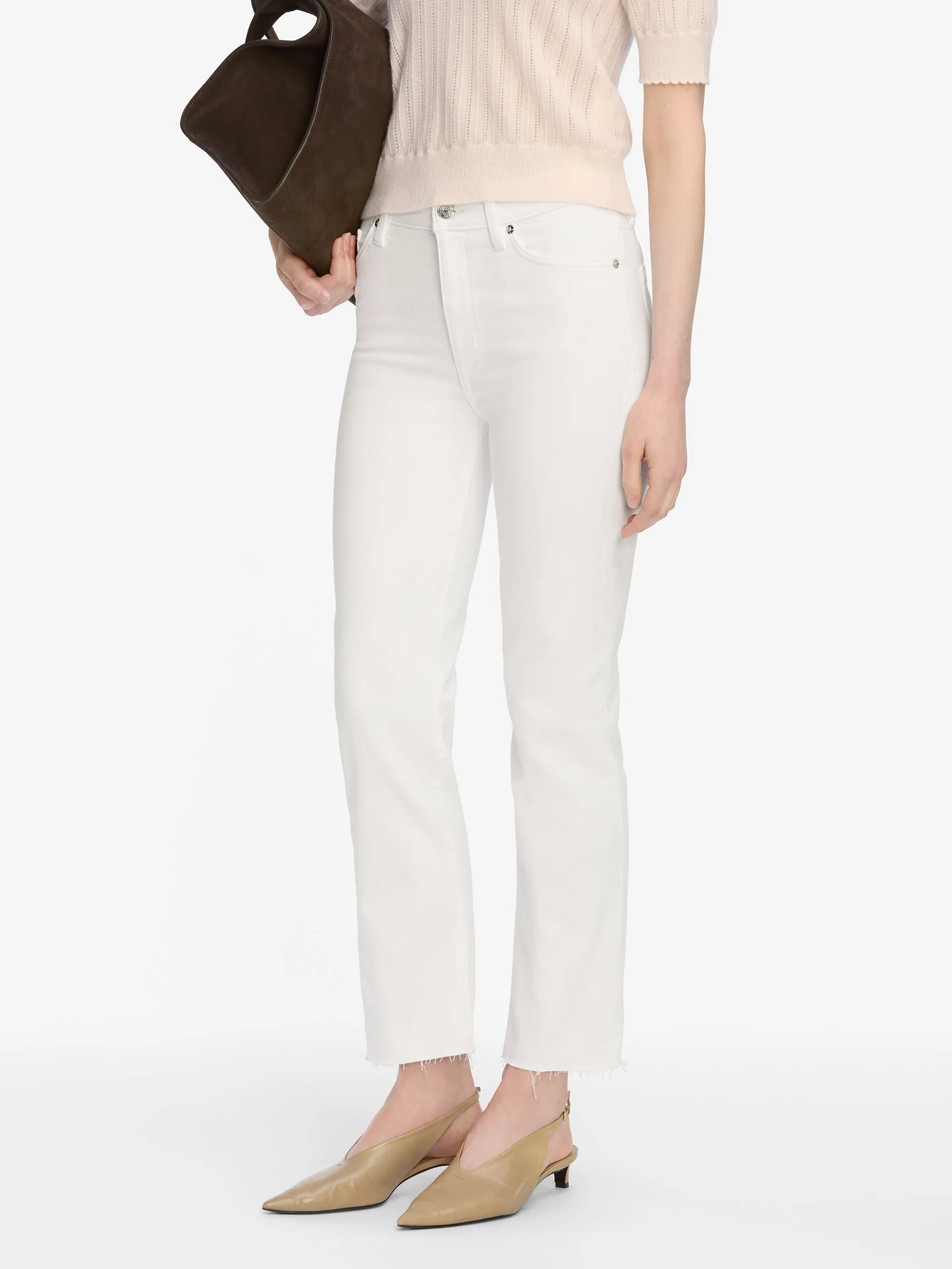 Le Sleek Straight Crop -- White Raw After Four Way Stretch