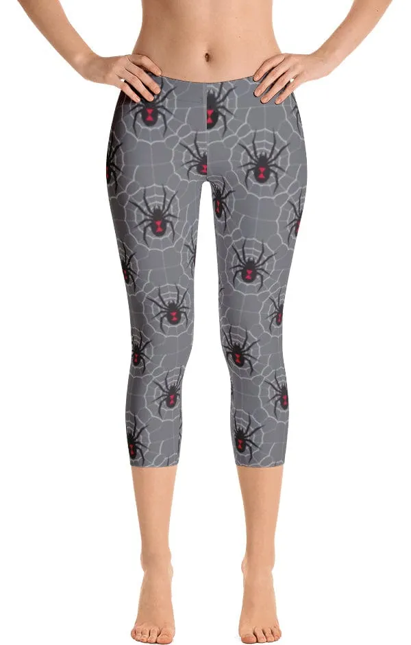 ReadyGOLF: Black Widow Grey Women's Capri Leggings Stretch Power