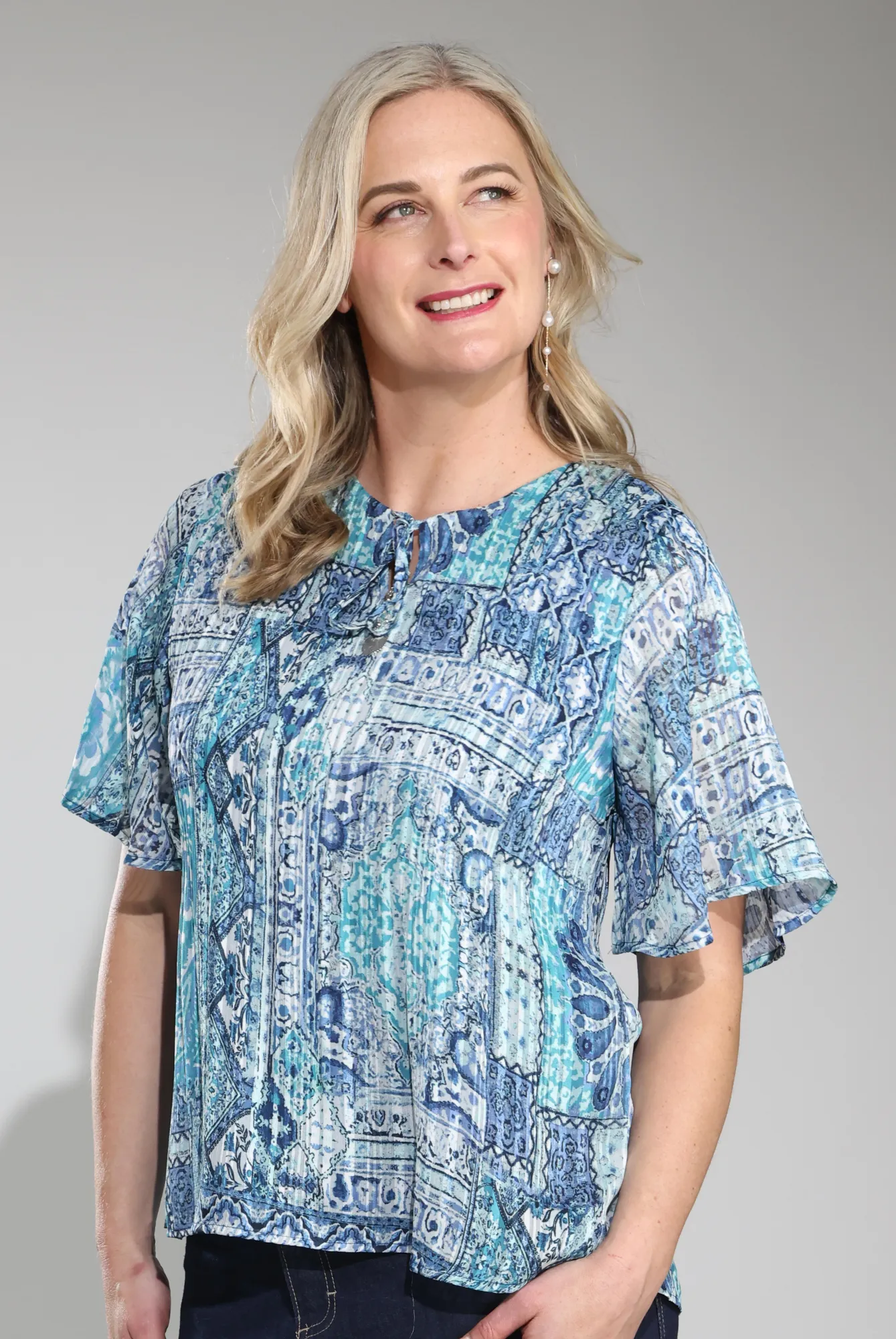 Thin Core Top | Mint Indigo Patchwork | 8572C1