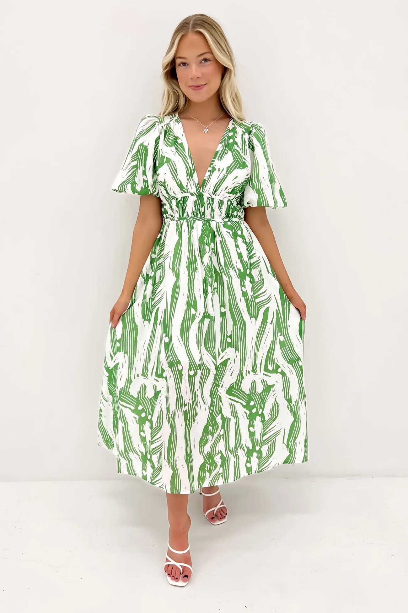 Marcus Midi Dress Green Jungle Stylish and Comfortable