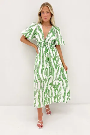 Low-Waist Marcus Midi Dress Green Jungle