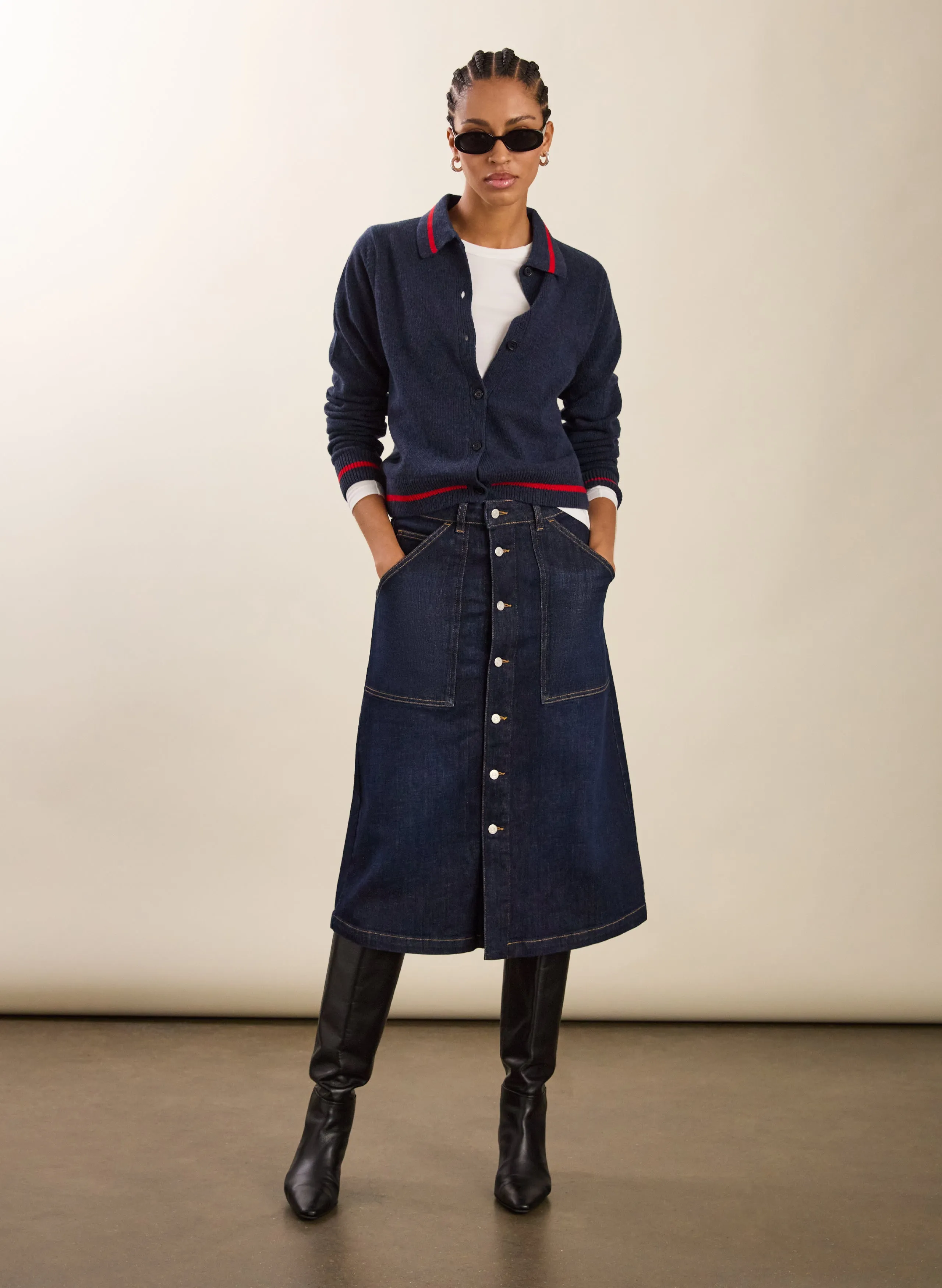 Cashmere Blend Gillian Wool Blend Collar Cardigan