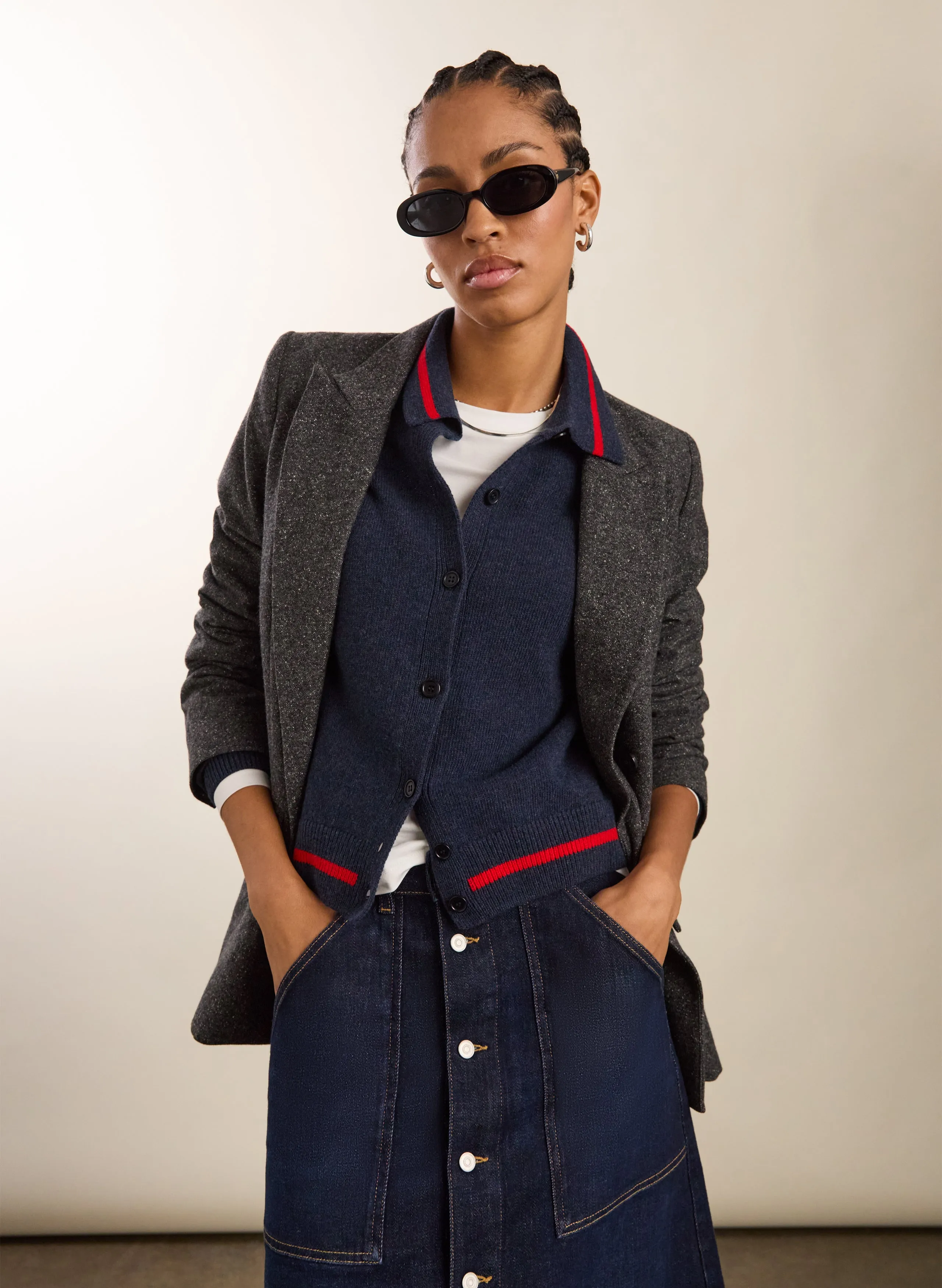 Street Casual Gillian Wool Blend Collar Cardigan