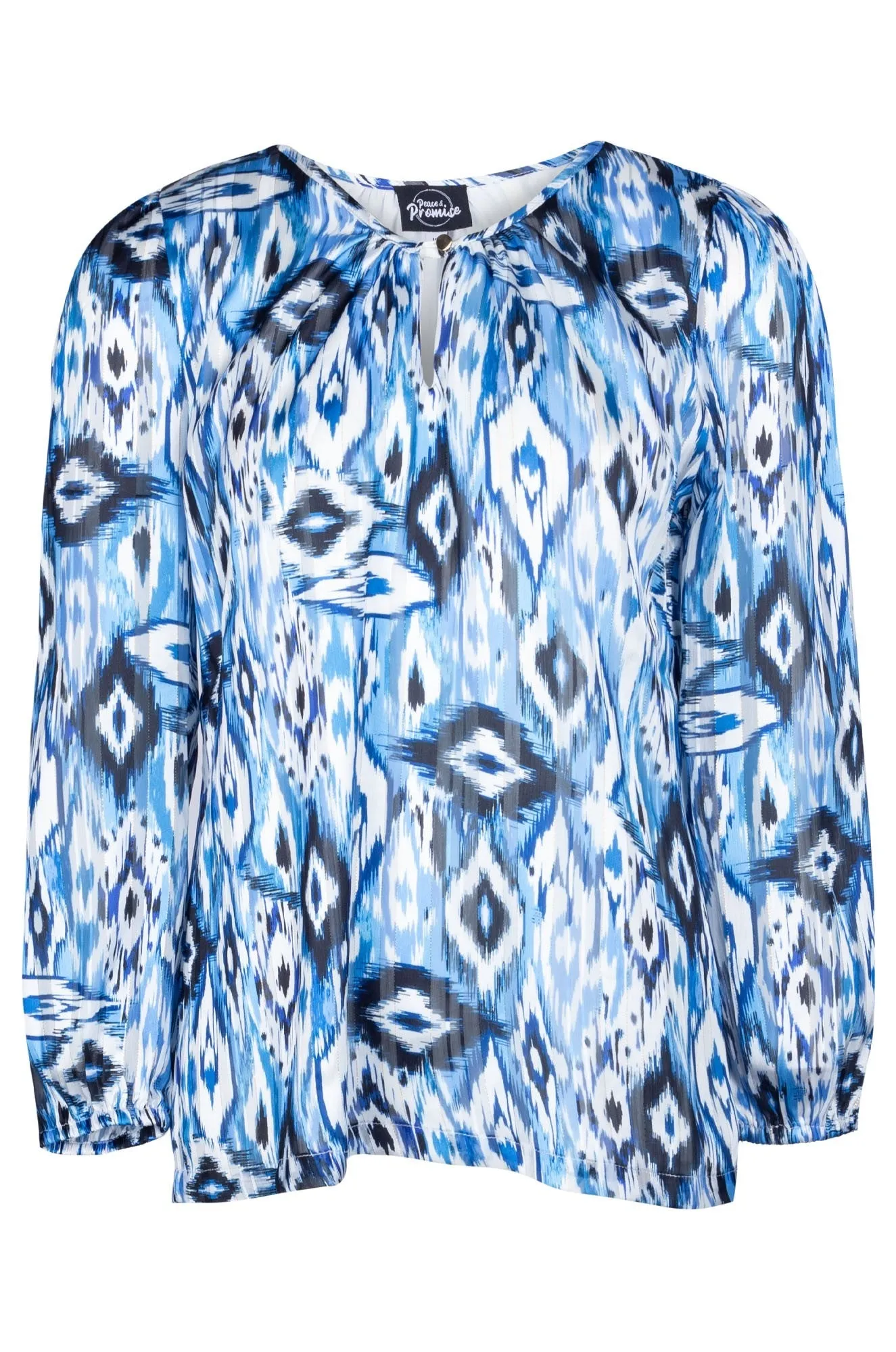 Printed Chiffon Top | Black Blue Aztec | 7121B1 Lift Mode