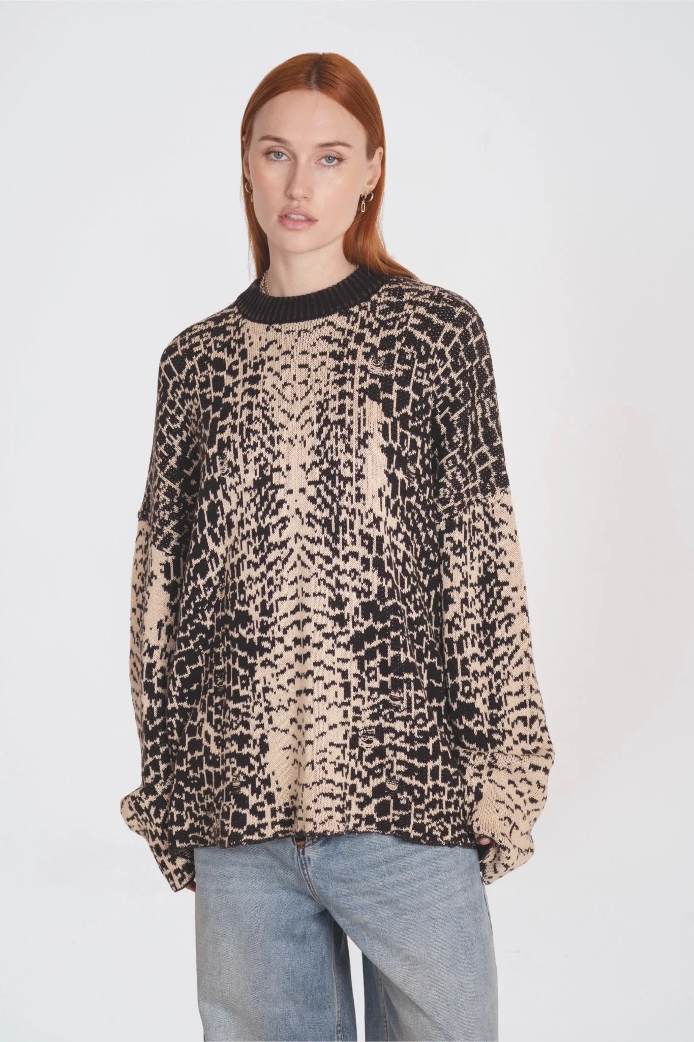 Croc Oversized Distressed Knit EcoFriendly Dye HighElasticity Yarn