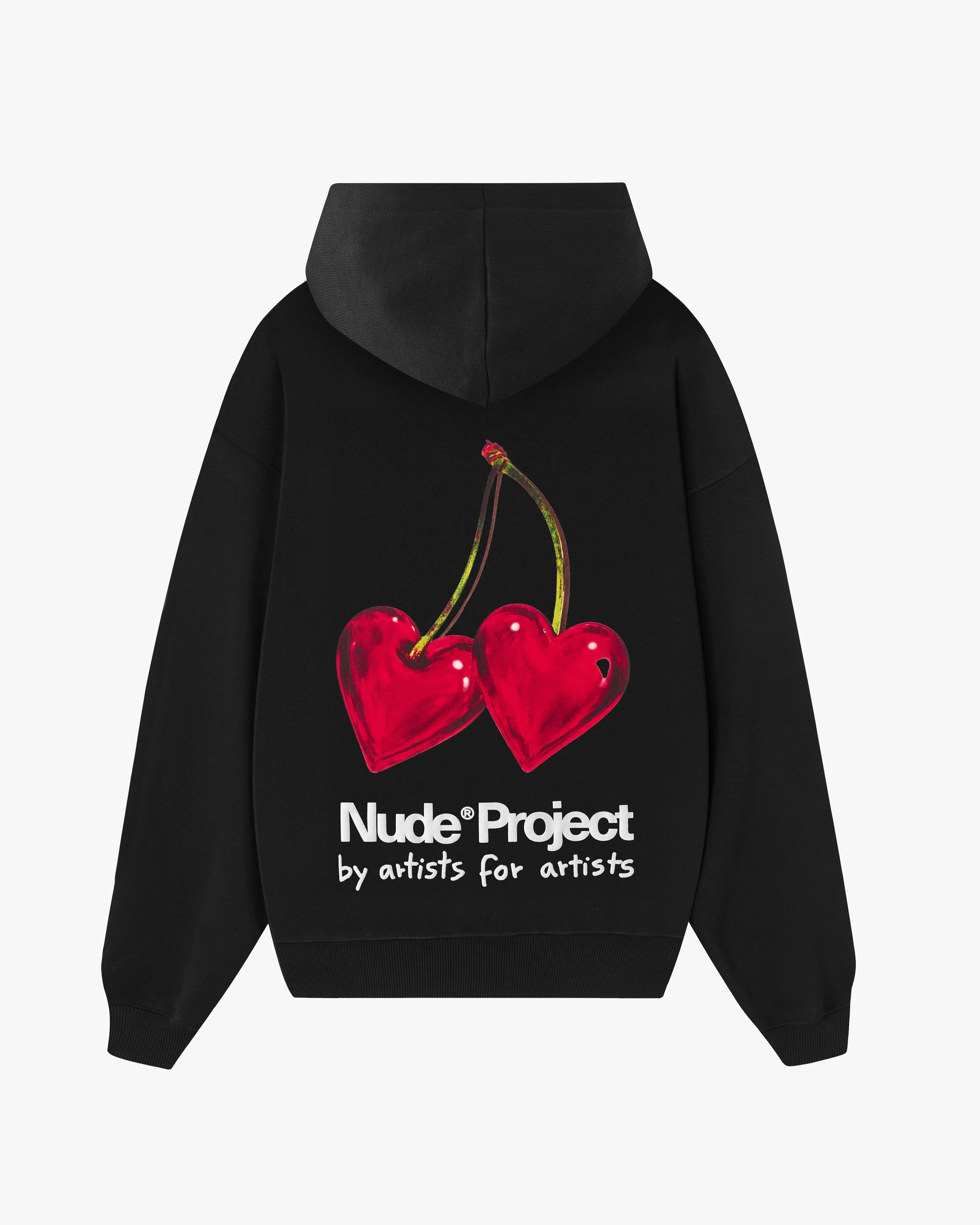 product herringbone texture Juicy Cherry Hoodie Black