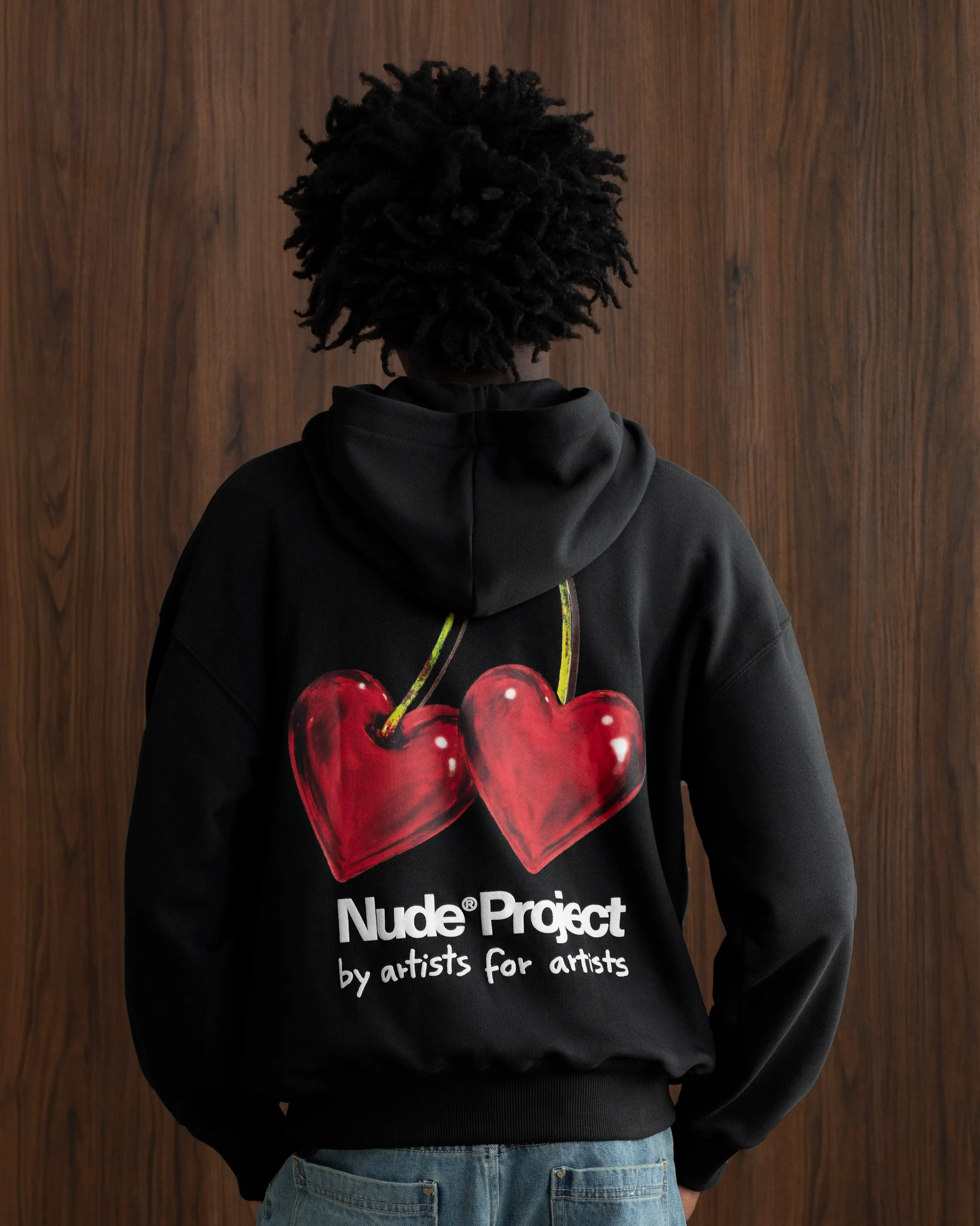 Tight Fit Timeless Relaxed Juicy Cherry Hoodie Black
