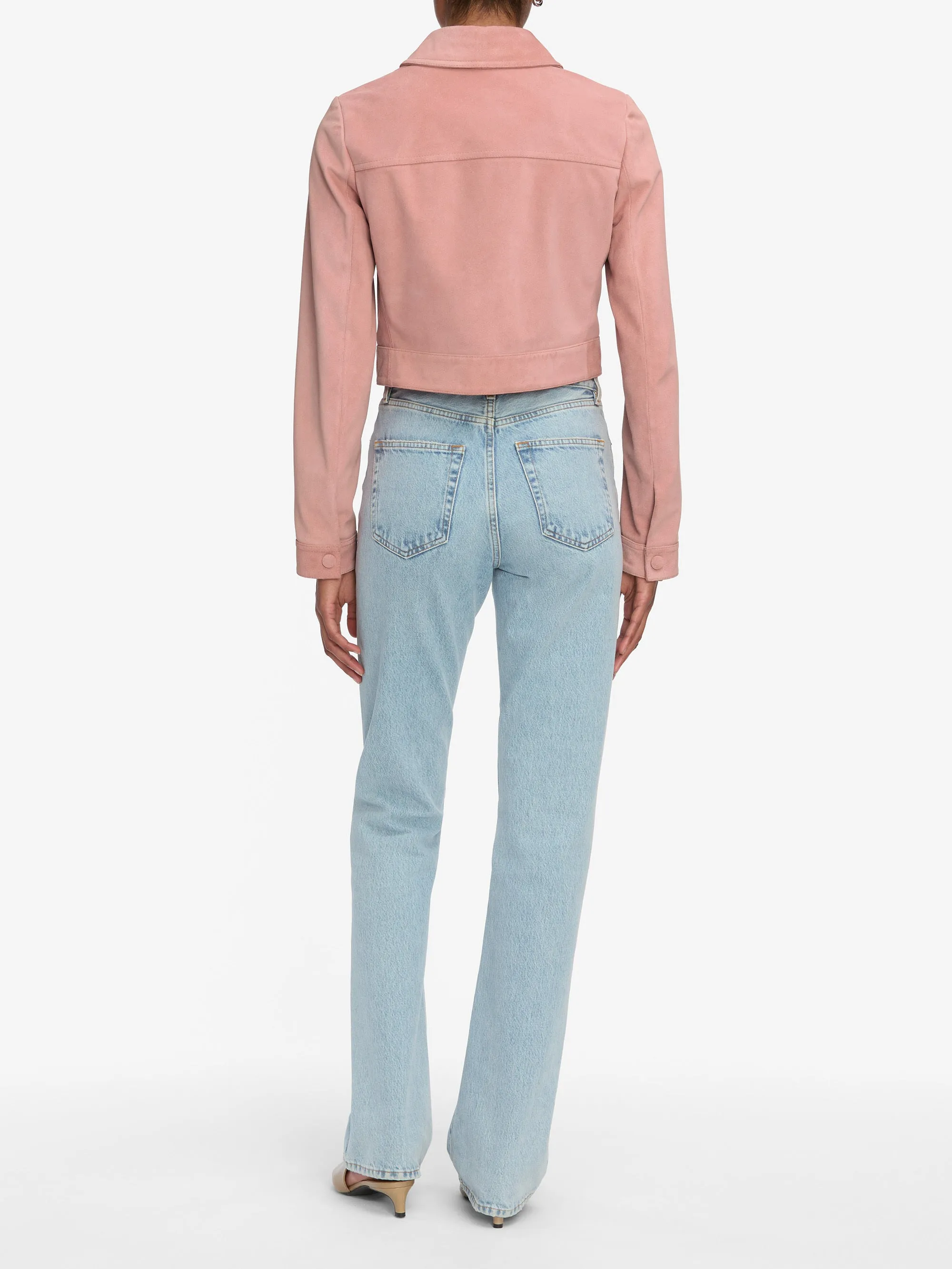 The Small Suede Jacket -- Flamingo stain resistant coating