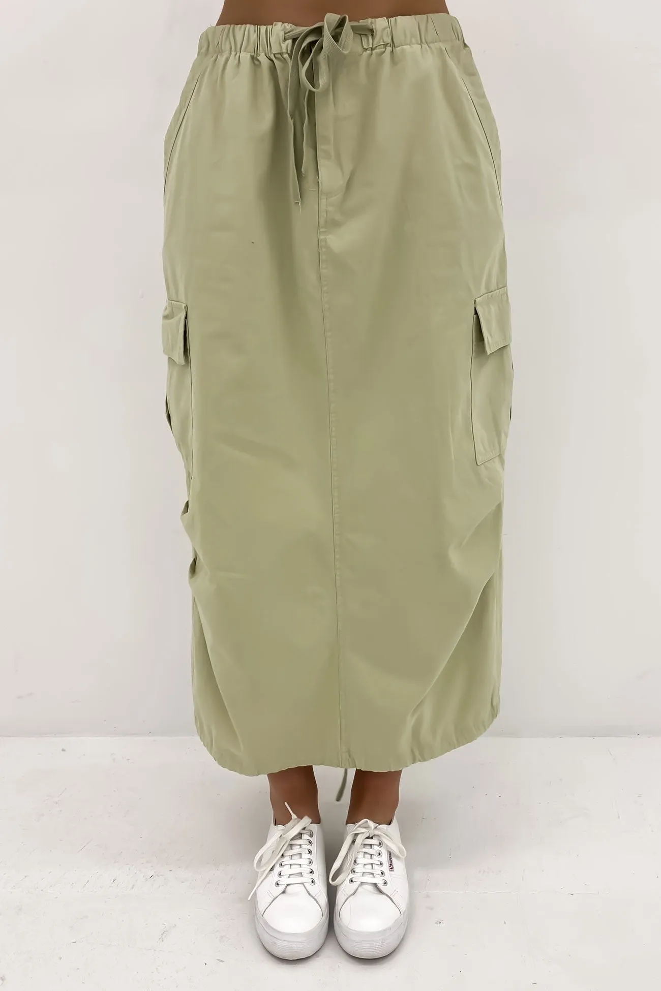 Layered Design Moisture Wicking Textile Utility Skirt Sage