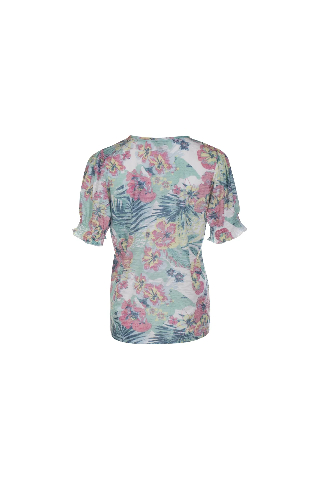 QuickRelease Closures Virtual Mode V neck Burnout Top | Green Yellow Palm | 6065AR