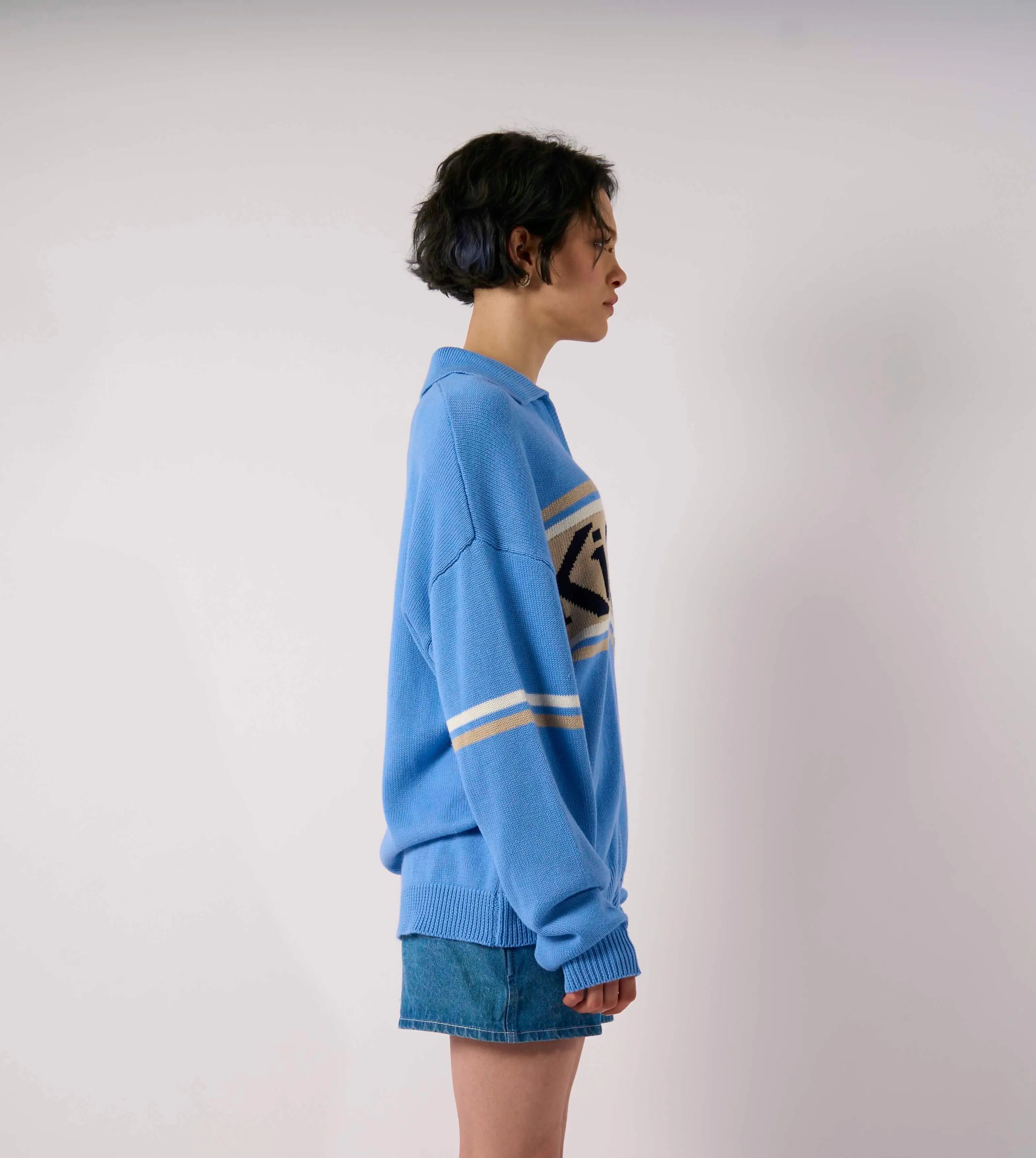 Kickers Blue Oversized Zip Knit Essential Comfort Non Restrictive Cuff