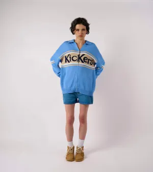 MachineWashable Cable Stitch Kickers Blue Oversized Zip Knit