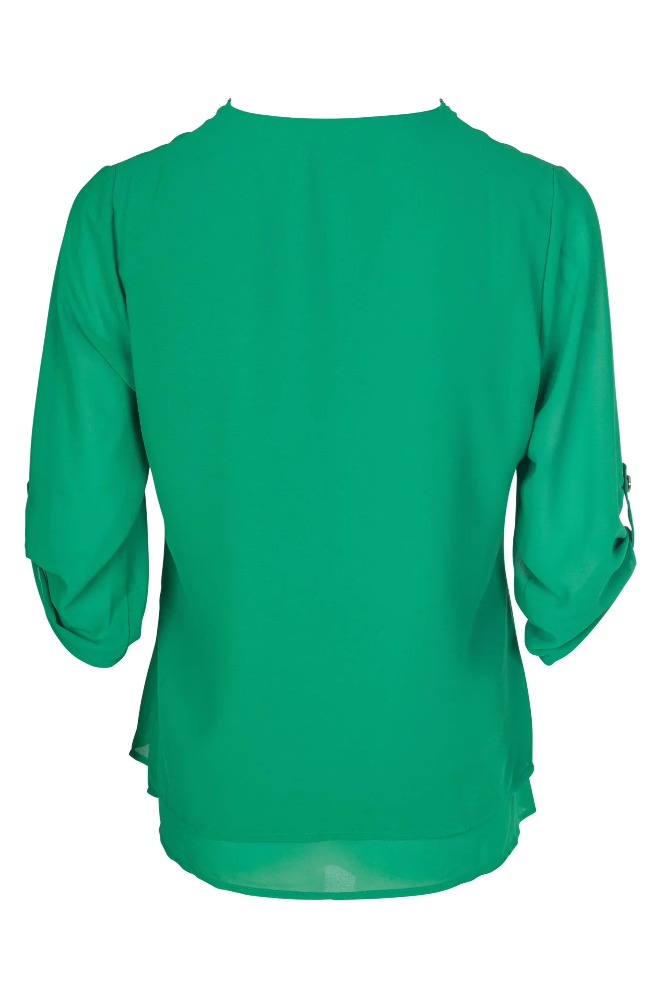 Durable Stitching Creative Glow V neck Top with zipper trim | GRASS | 8542A1