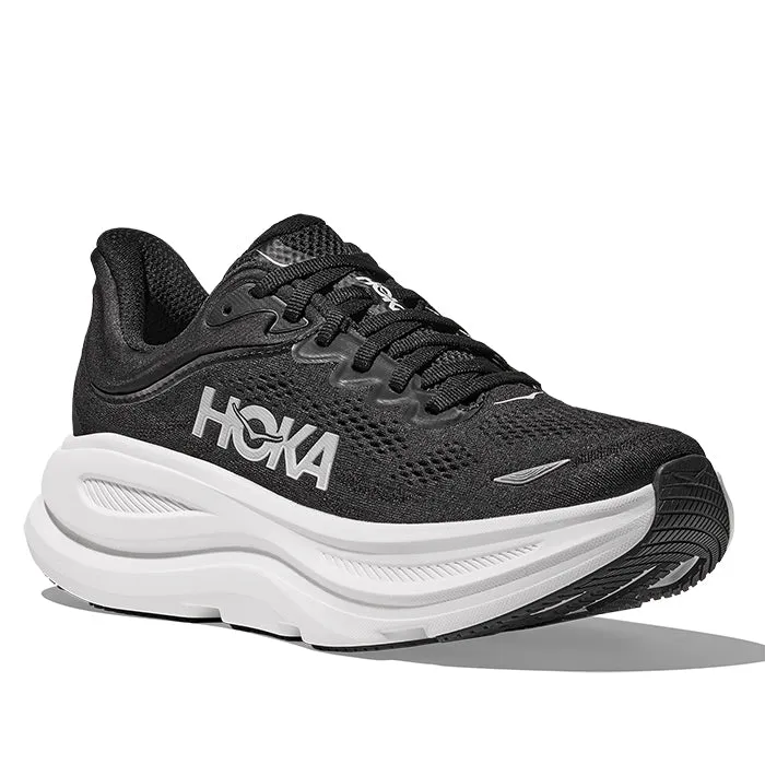 PUResilience Womens Hoka Bondi 9 Wide in Black/White