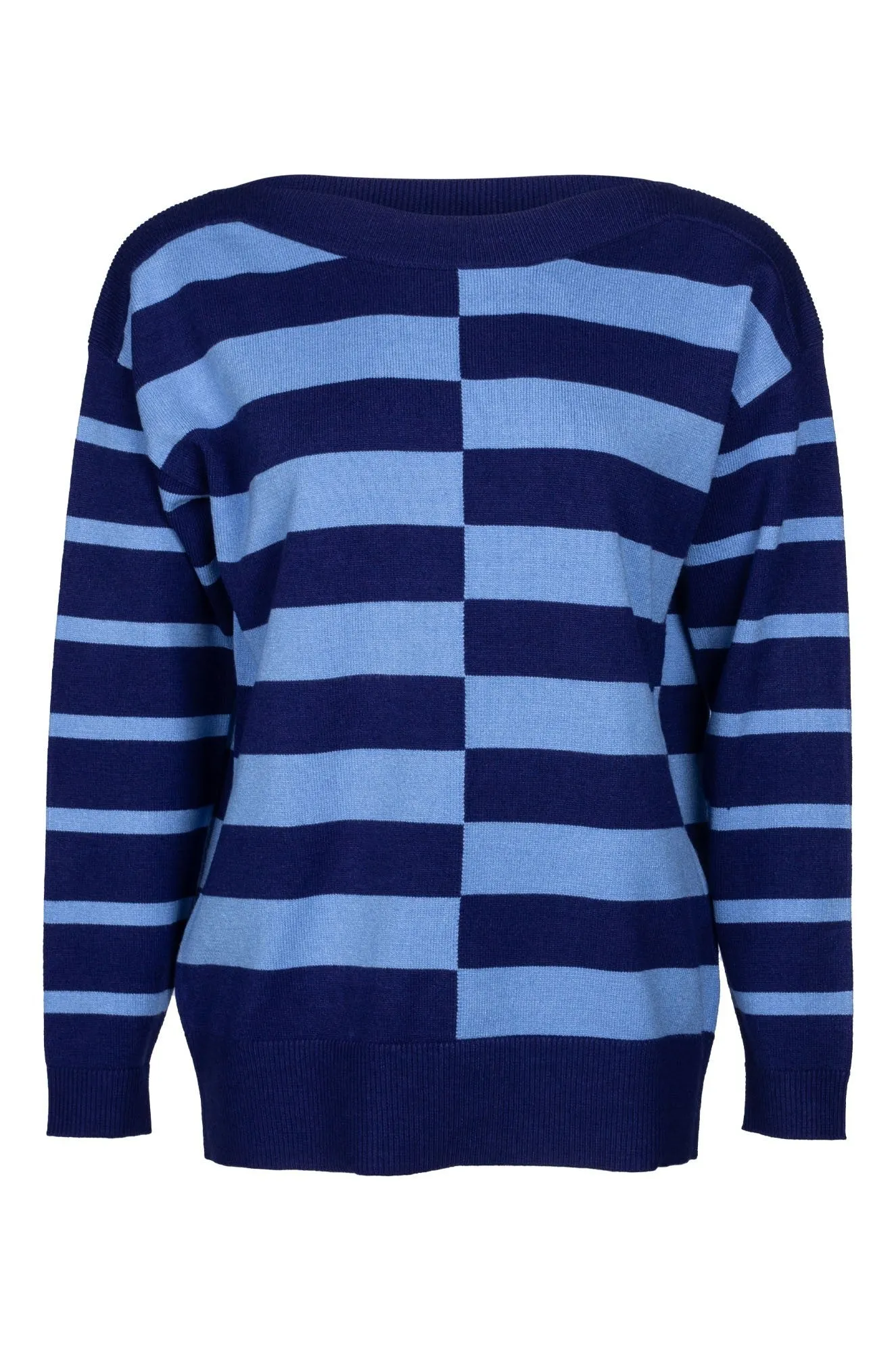 Interlock Knit Body Four Way Stretch Design Jumper - Knitwear | French Navy/Deep Sky | 7322B1