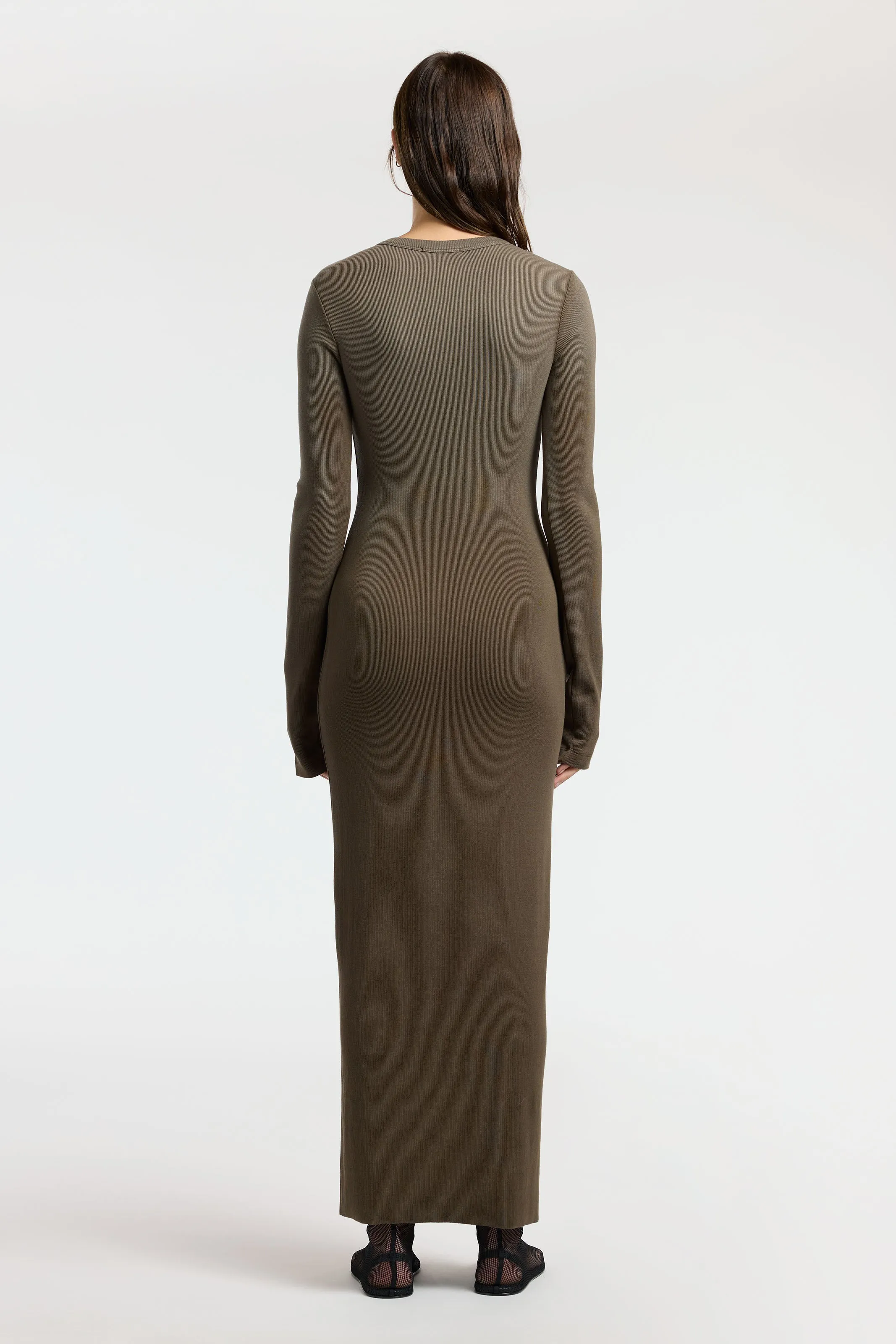 Modern Waist Design Relaxing Style Verona Crewneck Maxi Dress