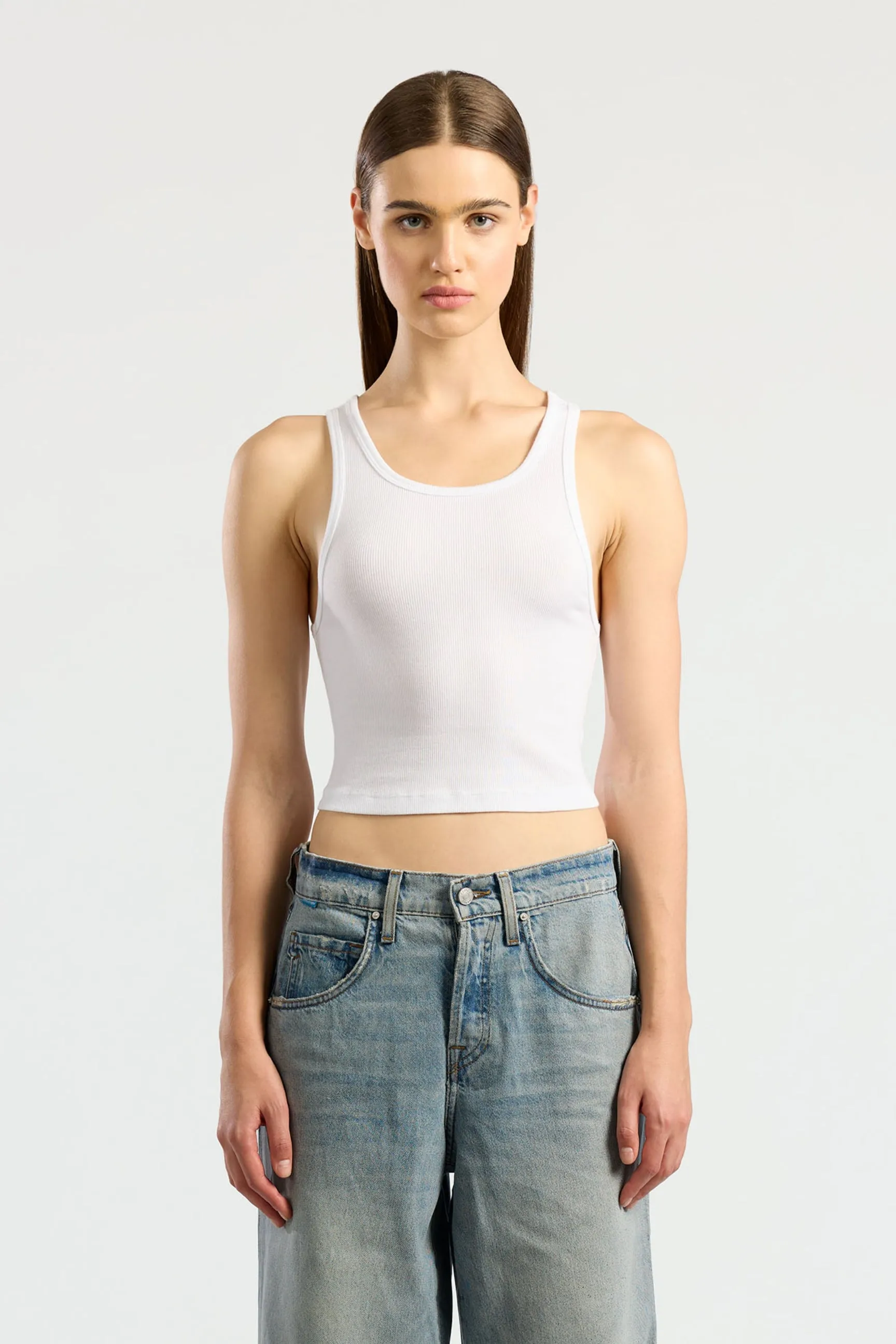 Verona Crop Tank Silver Glow Wool Fit