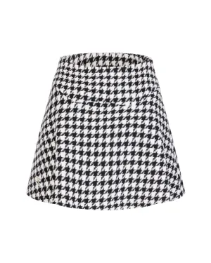 Houndstooth checkered flare skirt - Black All Day Fit
