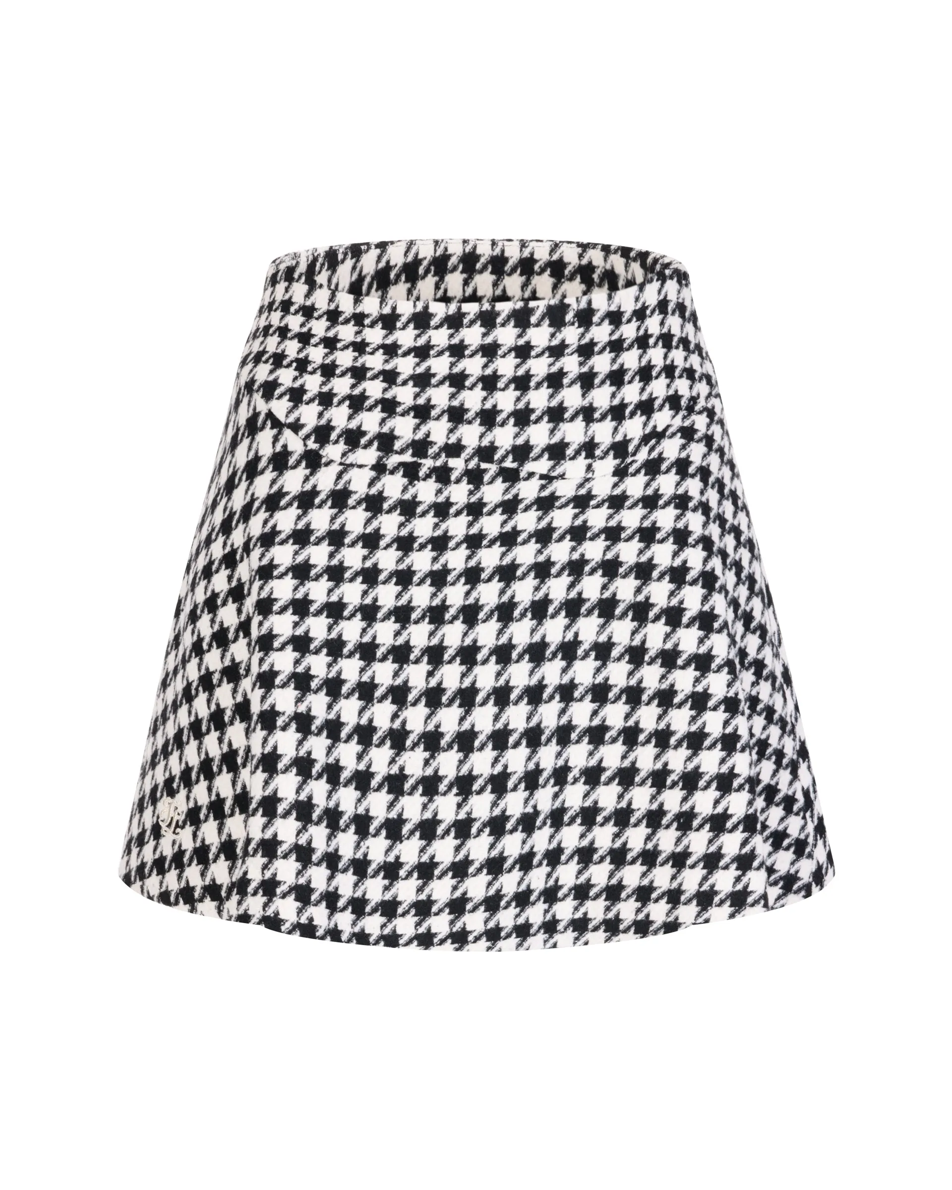Houndstooth checkered flare skirt - Black All Day Fit