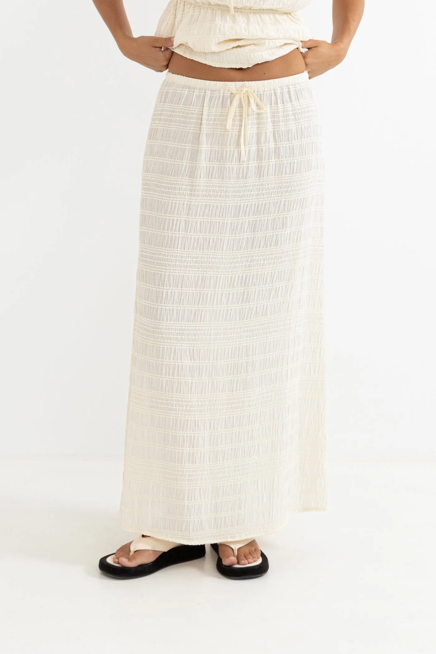 Sandy Cove Midi Skirt Natural Matching Belt