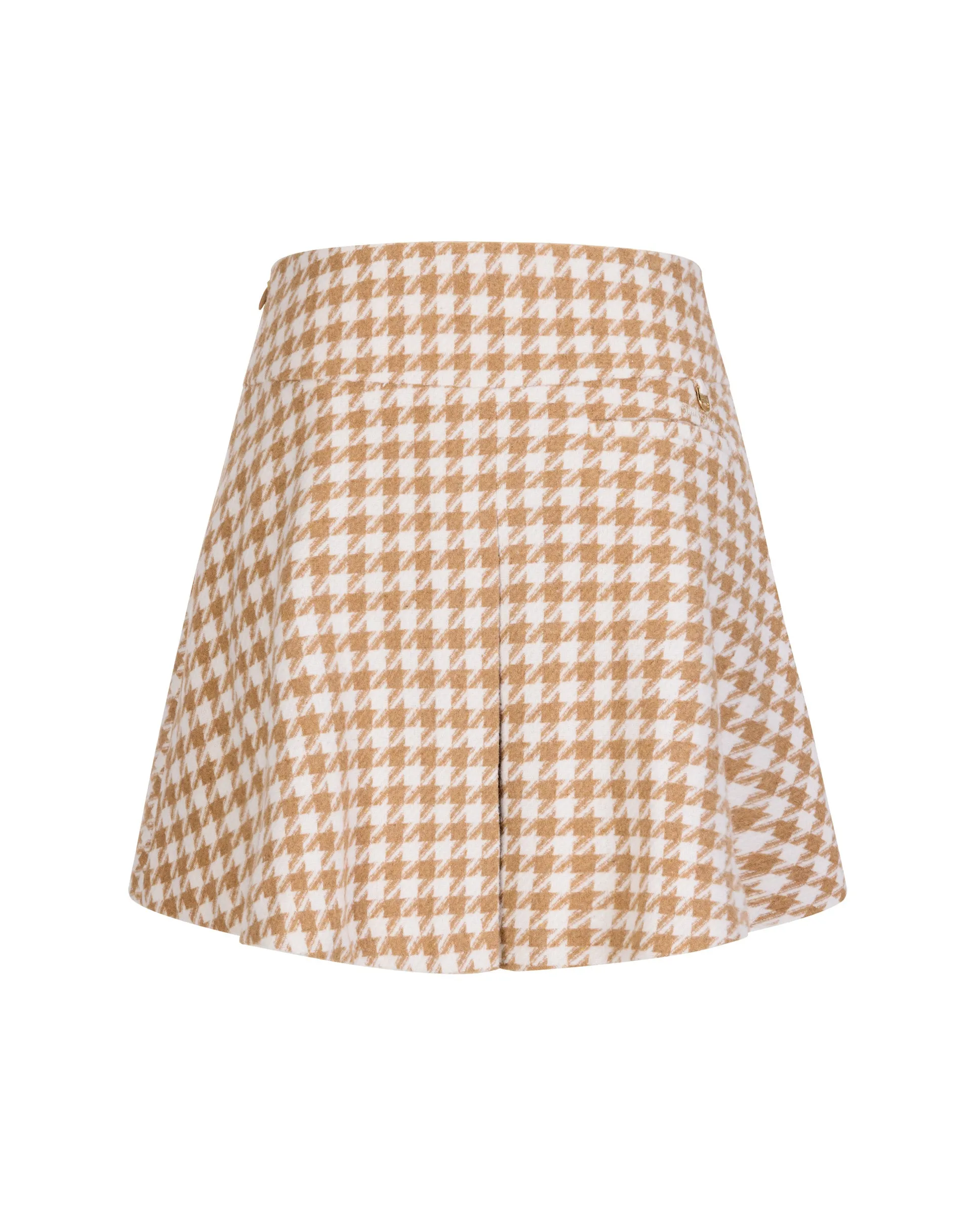 Senior Style Houndstooth checkered flare skirt - Beige
