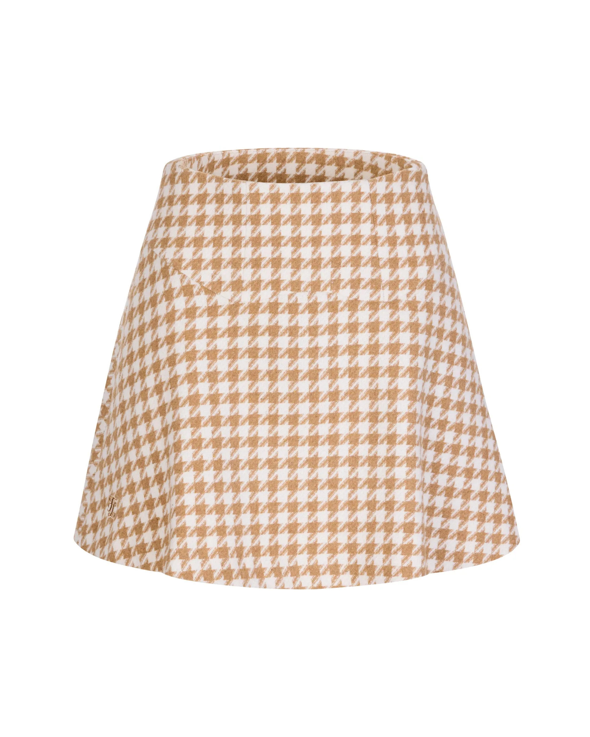 Houndstooth checkered flare skirt - Beige Airy Comfort