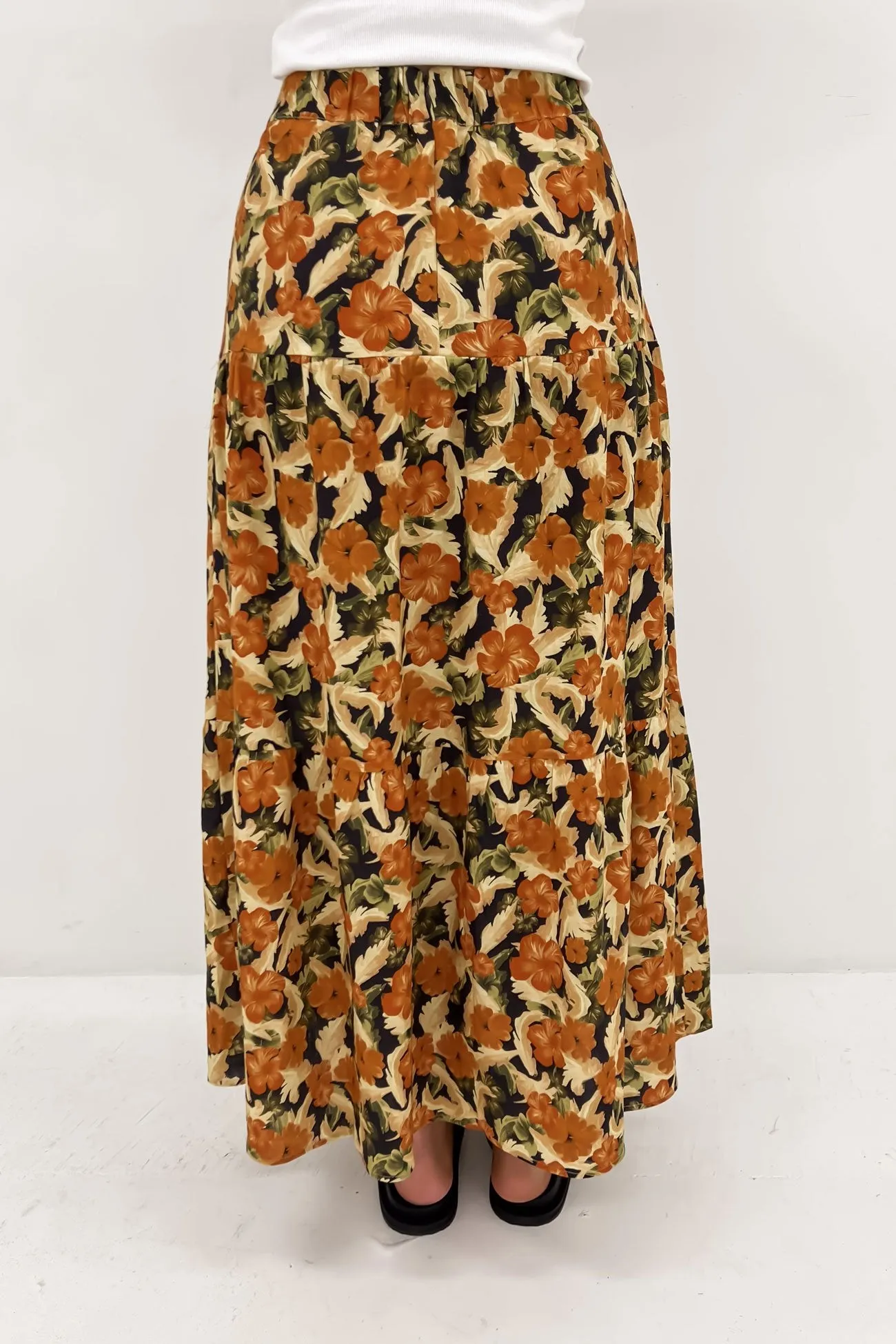 Faux Leather Margot Floral Maxi Skirt Print