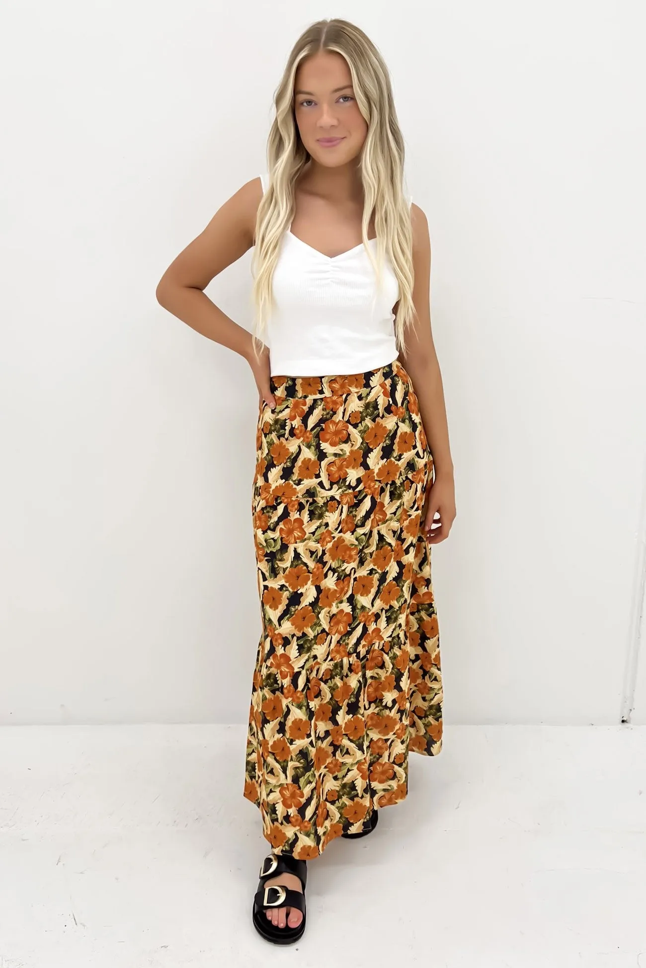 Margot Floral Maxi Skirt Print Smart Texture Chic Appeal