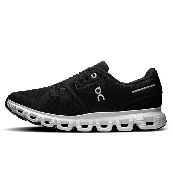 Womens On Running Cloud 6 in Black/White sustainable shoes