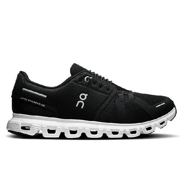 Pronation Control Features Womens On Running Cloud 6 in Black/White