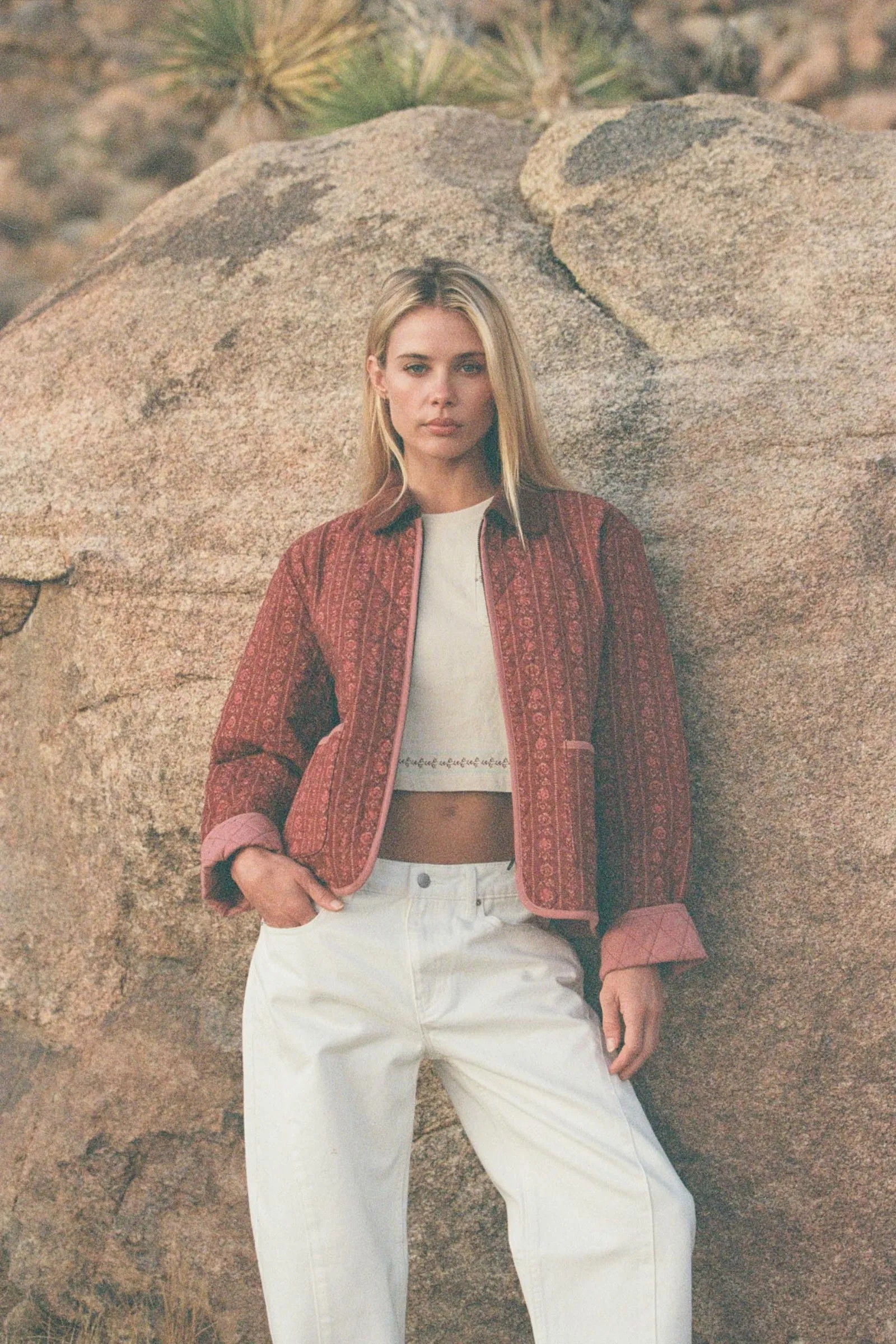 Vintage Floral Quilted Jacket Burgundy GlowInTheDarkAccents