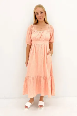 Violet Midi Dress Muted Peach Poised Vibe