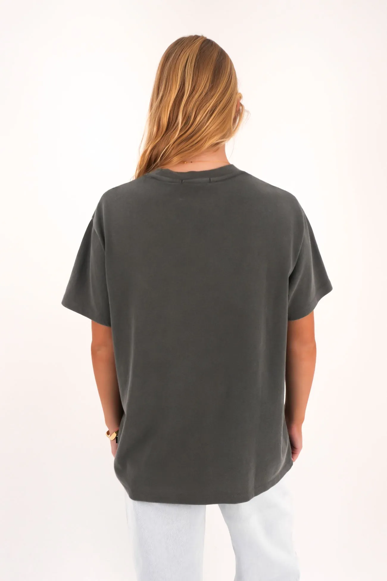 Classic Crew Neck Modern Simplicity Vital Washed Oversized Tee Charcoal