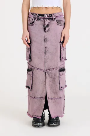 Vortex Denim Combat Maxi Skirt High low hem Non Restrictive Fit