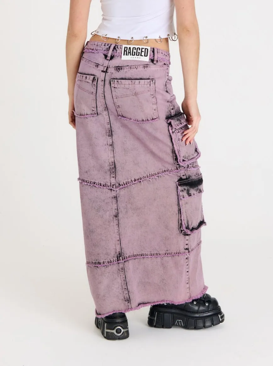 Limited Edition Comfort Mood Vortex Denim Combat Maxi Skirt
