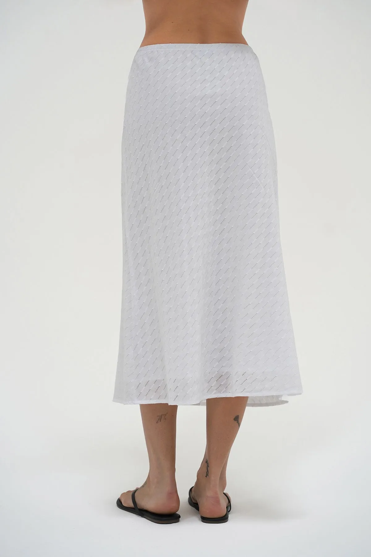 Waialae Eyelet Skirt - White Recycled Polyester Neat Mood