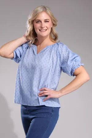 ZeroWasteProduction Casual Protection Poly Cotton Dobby Top | SKY | 4671A1