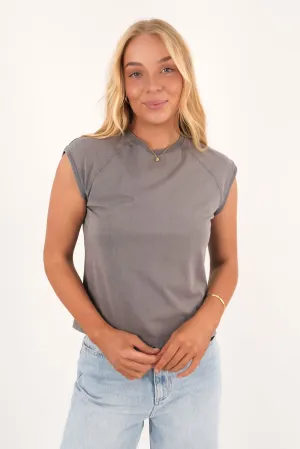 Washed Raglan Tee Charcoal Breathable apparel