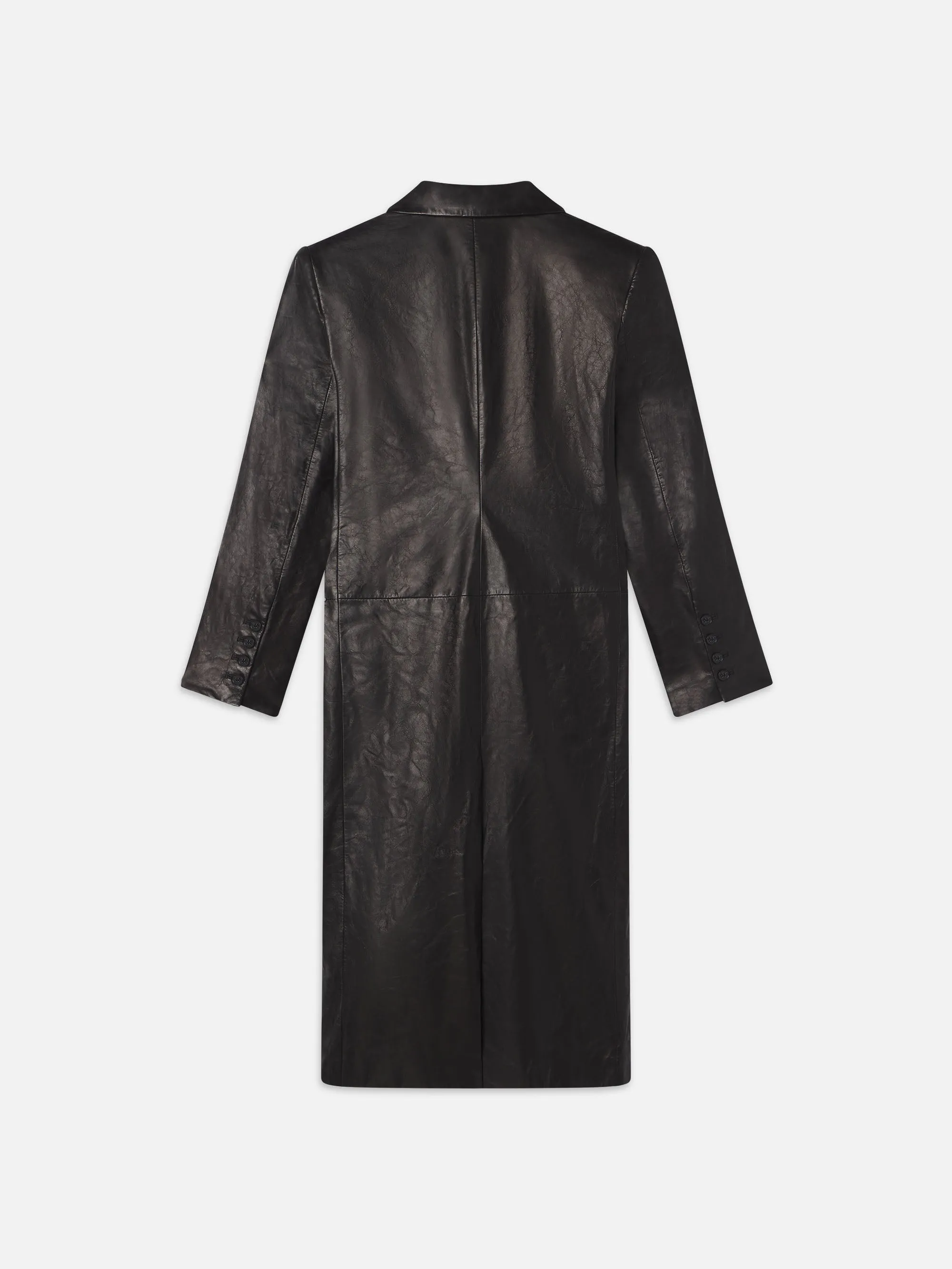 Versatile Design Tailored Leather Coat -- Black