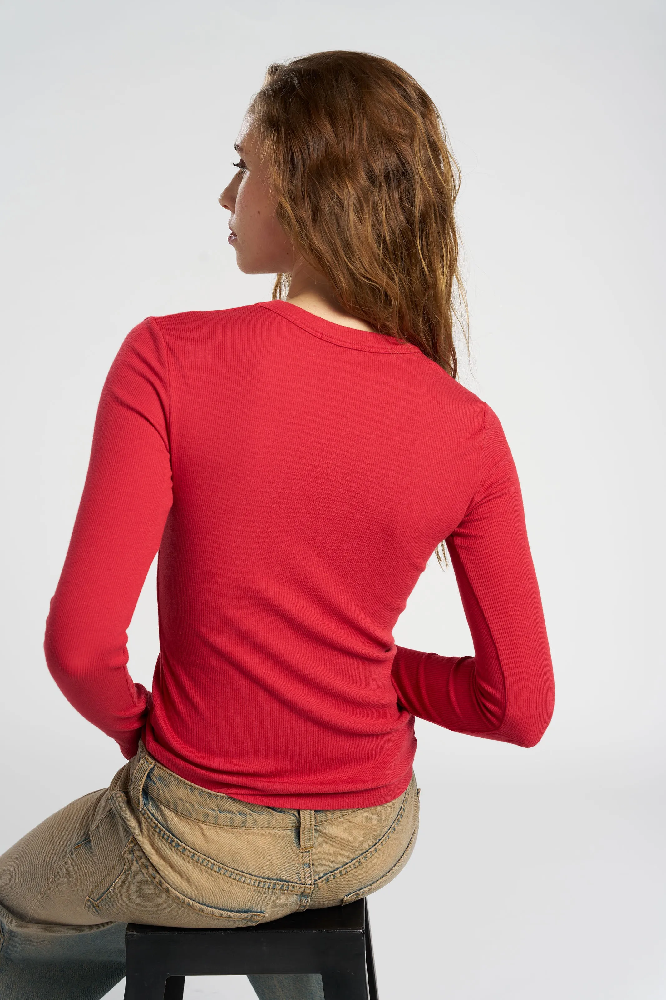 Verona U-Neck Shirt Distressed Hem Finish Light Casual