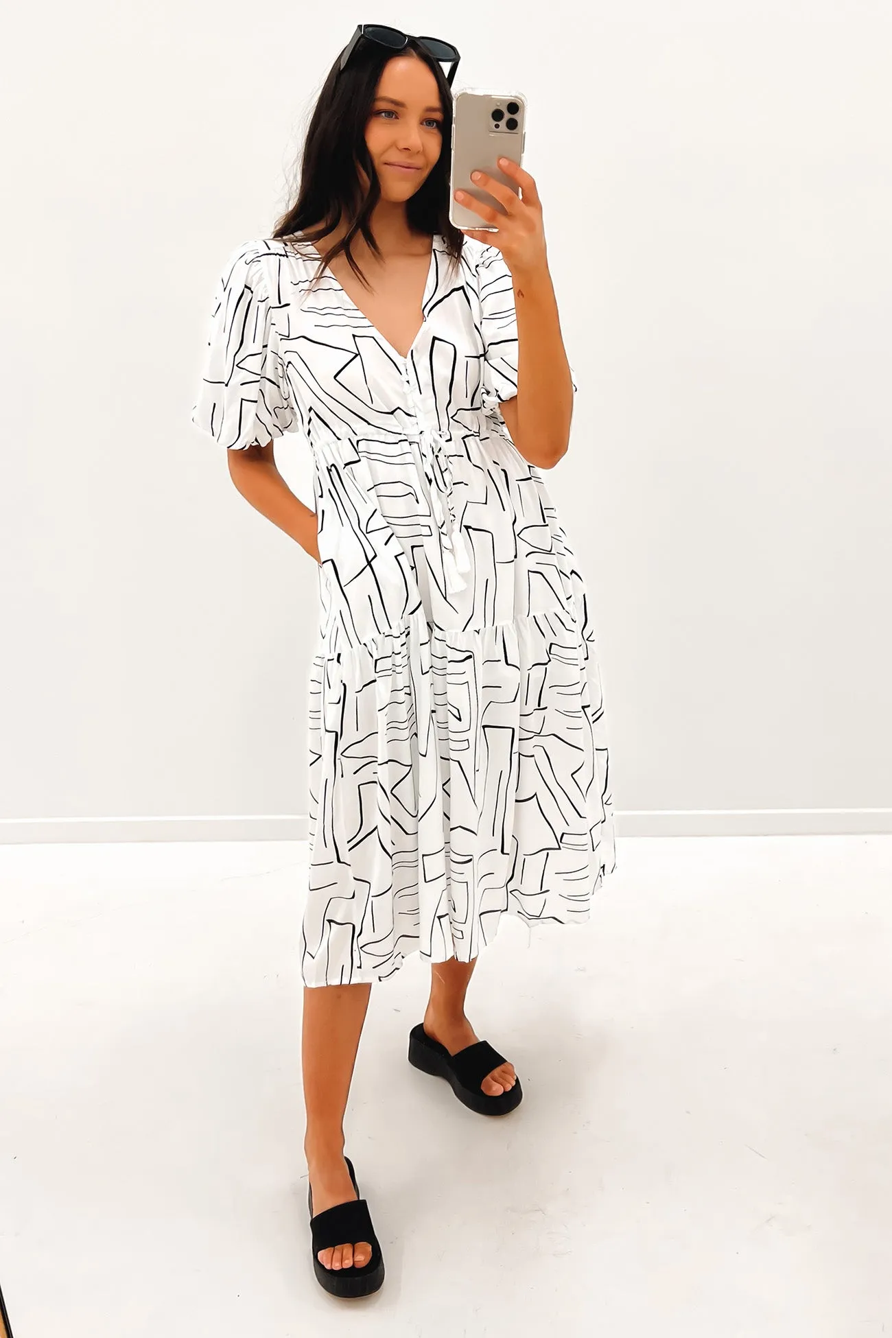 Dionne Midi Dress White Timeless Layer Subtle Charm