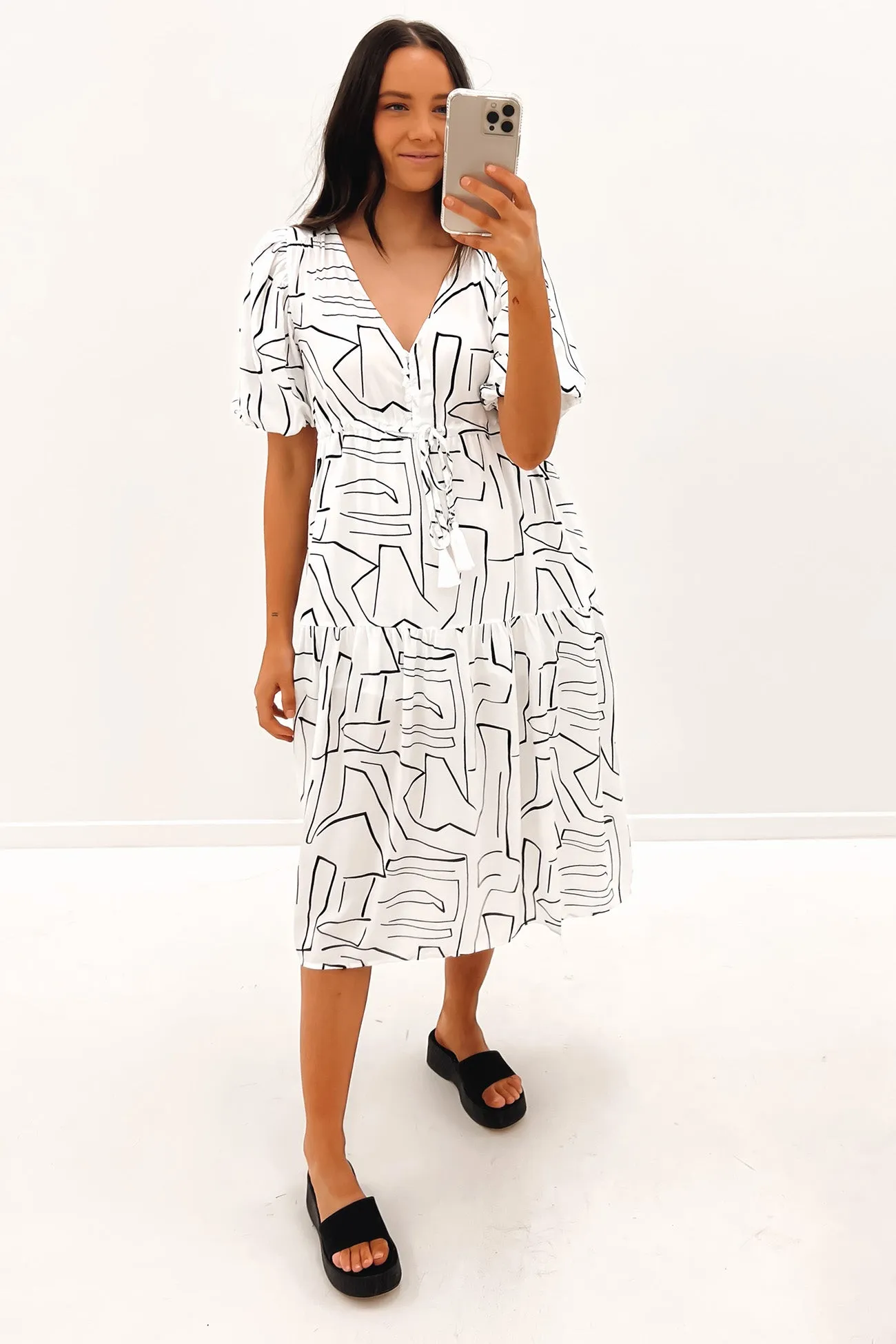 Festive Wear Cool Draping Dionne Midi Dress White