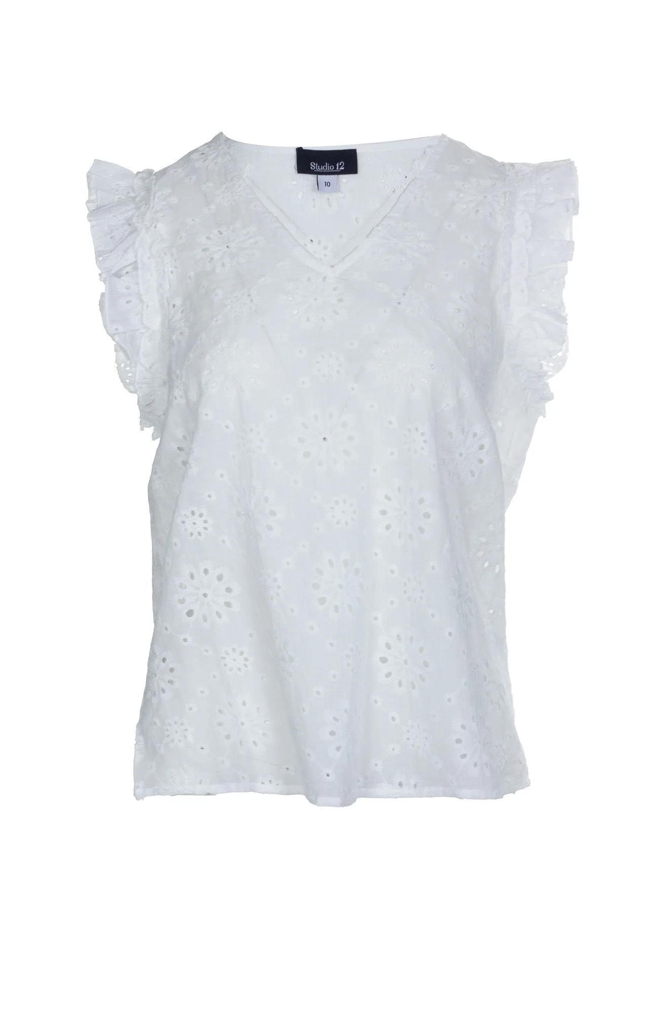 Insulated Outerwear 100% Cotton Broderie Anglaise Top | WHITE | 8591A1