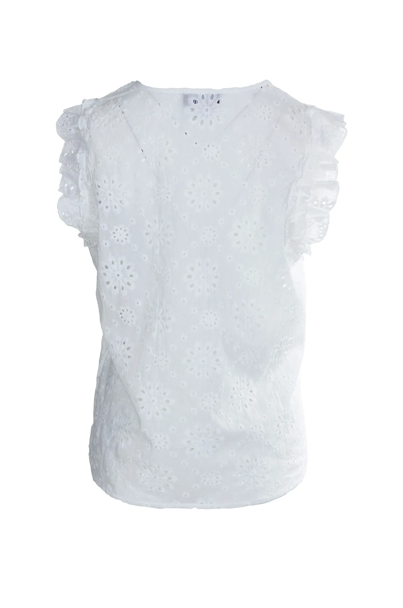 100% Cotton Broderie Anglaise Top | WHITE | 8591A1 Movement Friendly Night Out