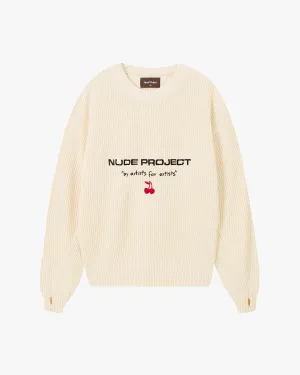 Wavy Knit Sweater Off-White smooth zipper Chill Wear