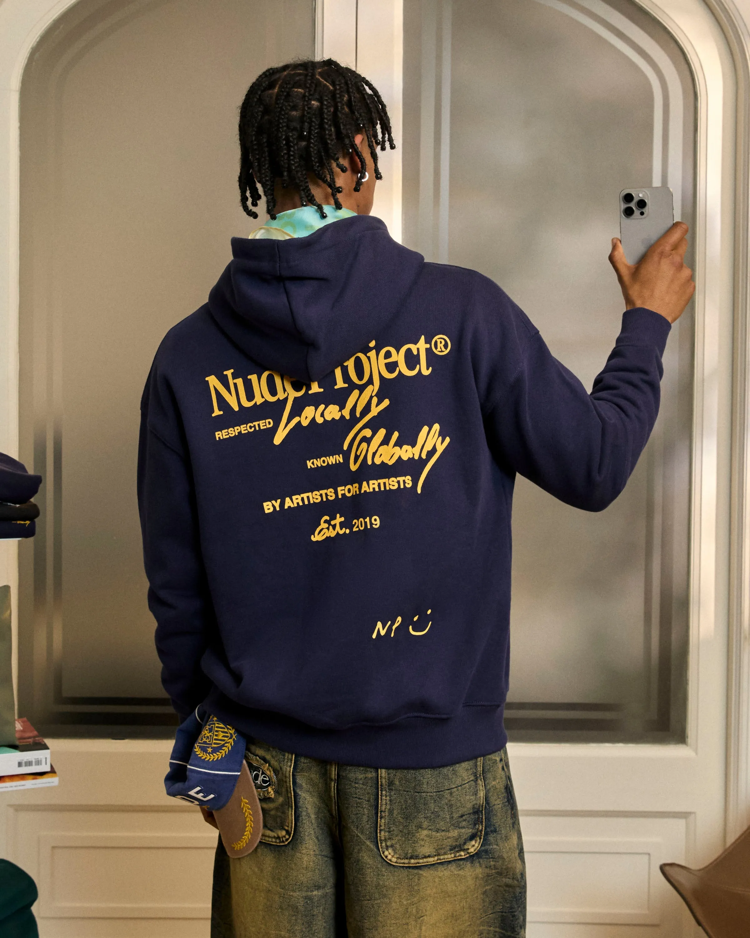 Moisture wicking bag accents Global Soon Zip-Up Hoodie Navy