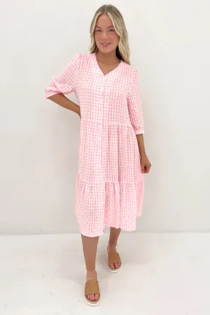 Office Shape Classic Grace Kaylah Midi Dress Pink Gingham
